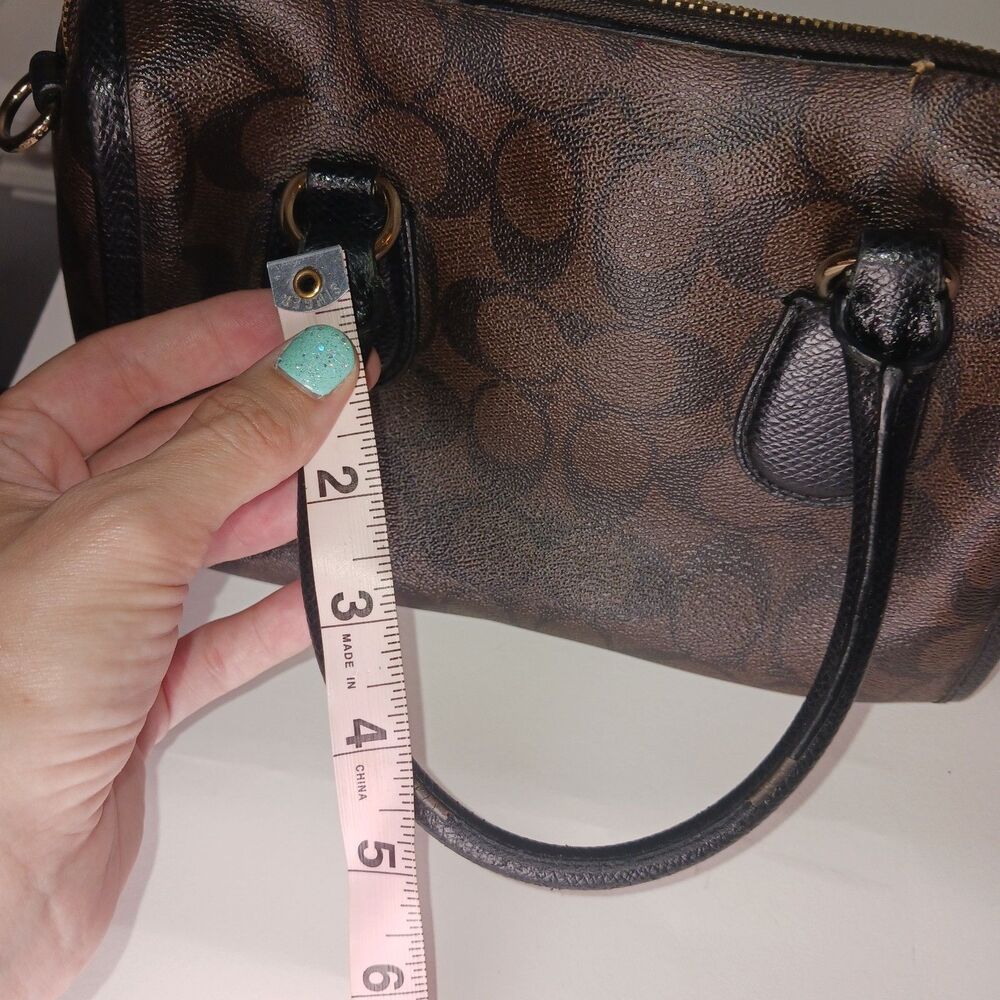 Coach Brown Signature Mini Satchel with Gold Hardware - Picture 5 of 13